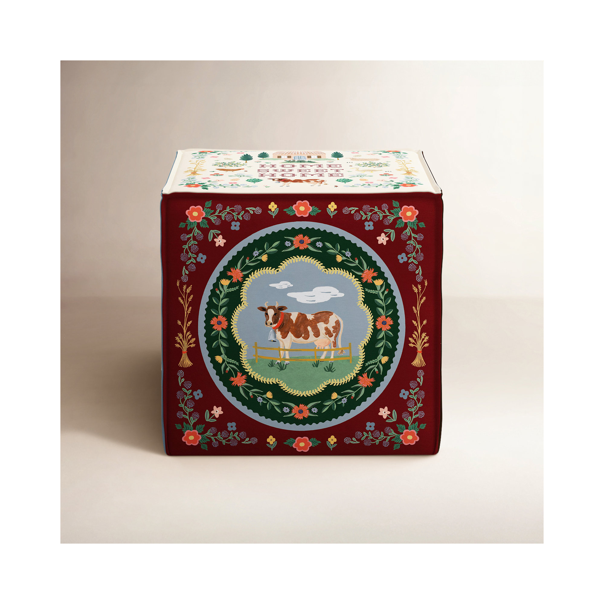 Bea Ottoman In Home Sweet Home, Mulitcolor