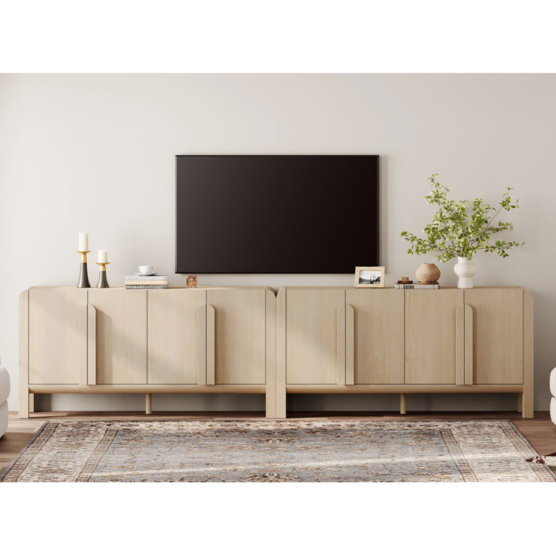 Adora Modern TV Stand For Tvs Up To 120 Inch, 2 In 1 Wood Entertainment Center TV Console With Doors And Adjustable Shelves For Living Room,Bedroom