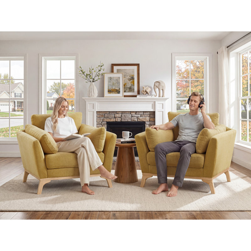 Ljubinko Upholstered Armchair, Yellow Polyester Twill