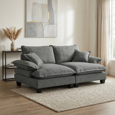 Chenille Sailboat Modular Sofa With Curved Armrests
