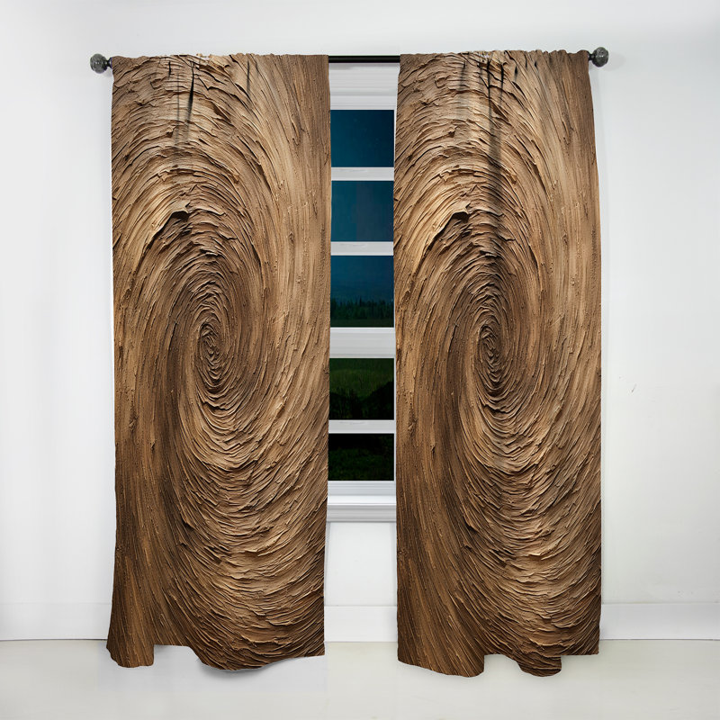 Brown Calm Current Spiral - Modern Velvet Curtain - Room Darkening - 1 Panel, 52" W x 95" L