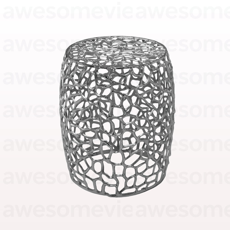 Table de bout cylindrique en aluminium avec motif complexe - Nickel argenté, Nickel