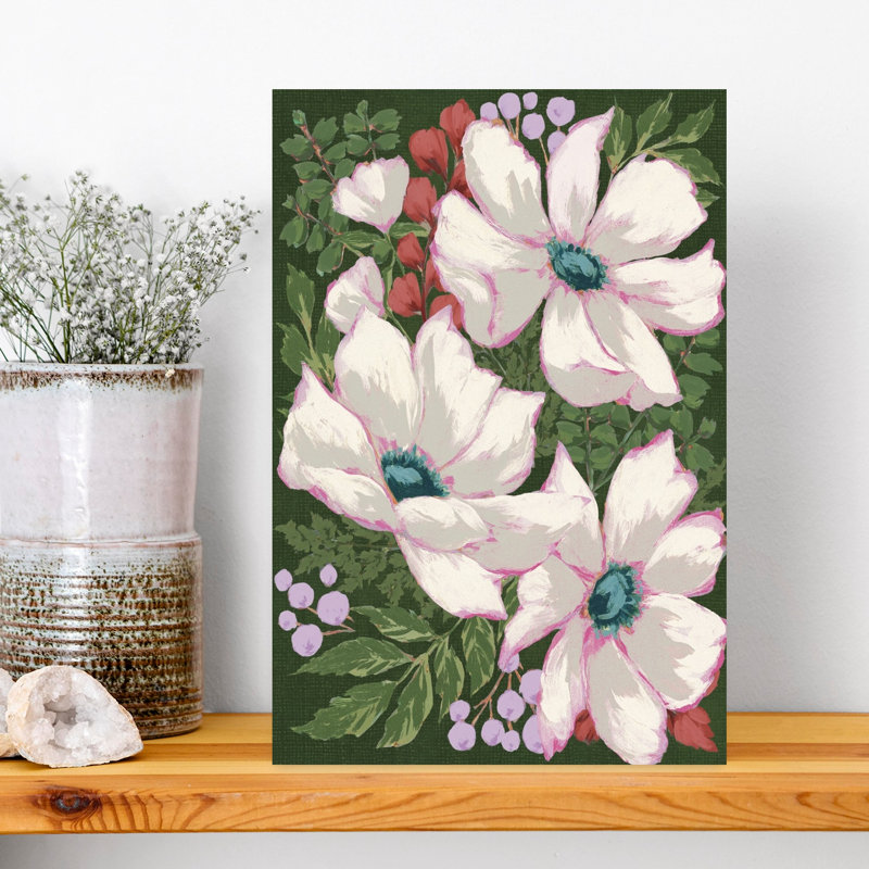 Cosmos Dreams I, art mural rétro contemporain à fleurs abstraites, H 18 po x l 12 po