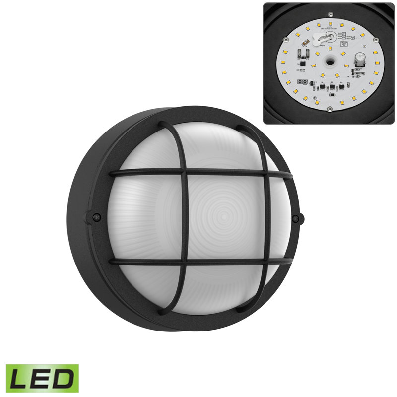 LED Outdoor Wall Mount with Frosted Glass Shade, Dimmable, 3000K, 900 Lumens, Matte Black