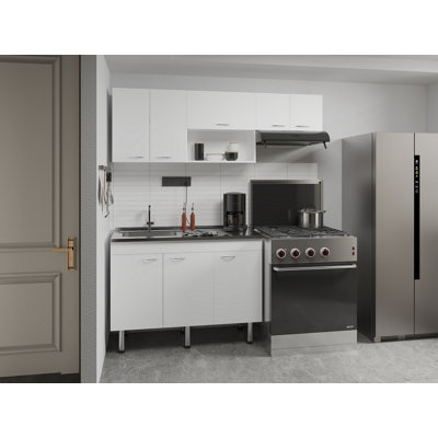 Ensemble d'armoires de cuisine 2 pièces avec évier en acier inoxydable Oceana