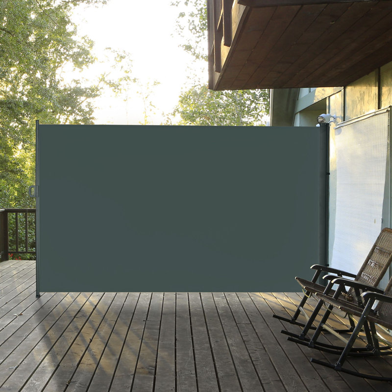3x2m Retractable Side Awning Screen Fence Patio Garden Wall Balcony Screening Panel Outdoor Blind Privacy Divider, Gray