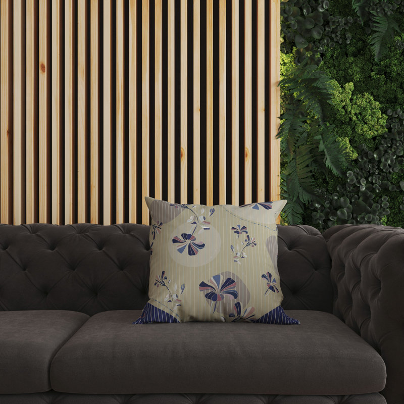 Coussin décoratif réversible intérieur / extérieur Circular Garden, H 20 po x l 20 po, Bleu / jaune / gris