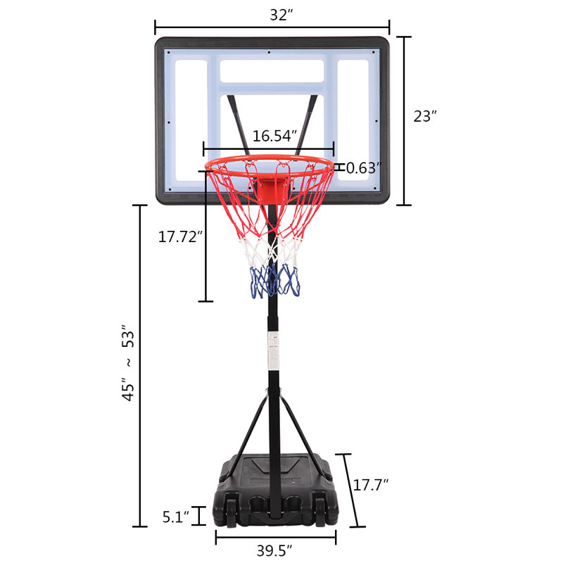 Zimtown Portable Full-Size Basketball Hoop