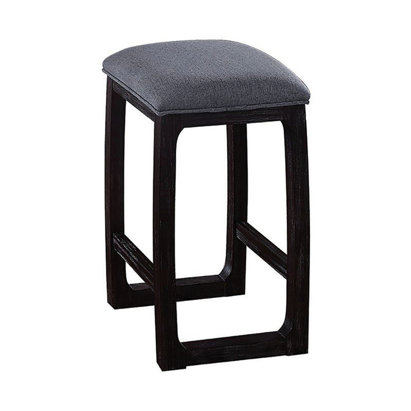 Tabouret de comptoir de hauteur rustique avec siège rembourré gris - chambre à coucher et repose-pieds