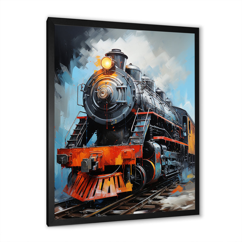 Train fluide sur toile, H 20 po x l 12 po x P 1 po, Cadre photo noir