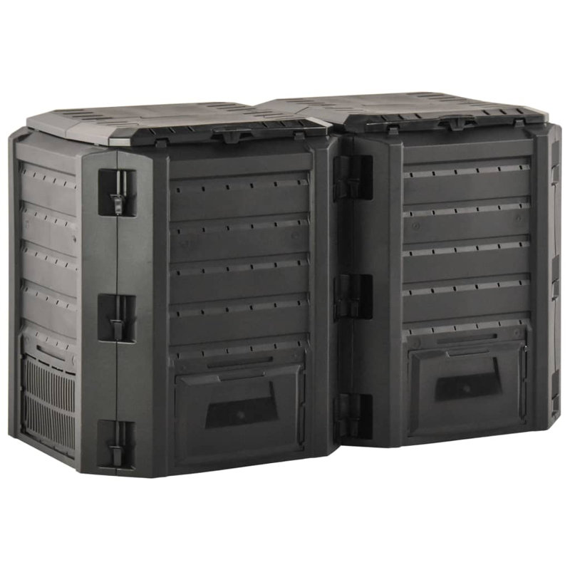 Composteur durable 100% polypropylène noir vidaXL, H 32,7 po x l 28,3 po x P 28,3 po