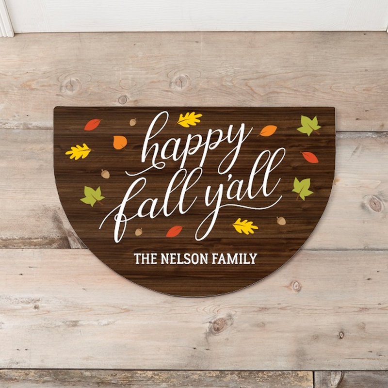  Happy Fall Y'All Personalized Half Round Doormat, Yes