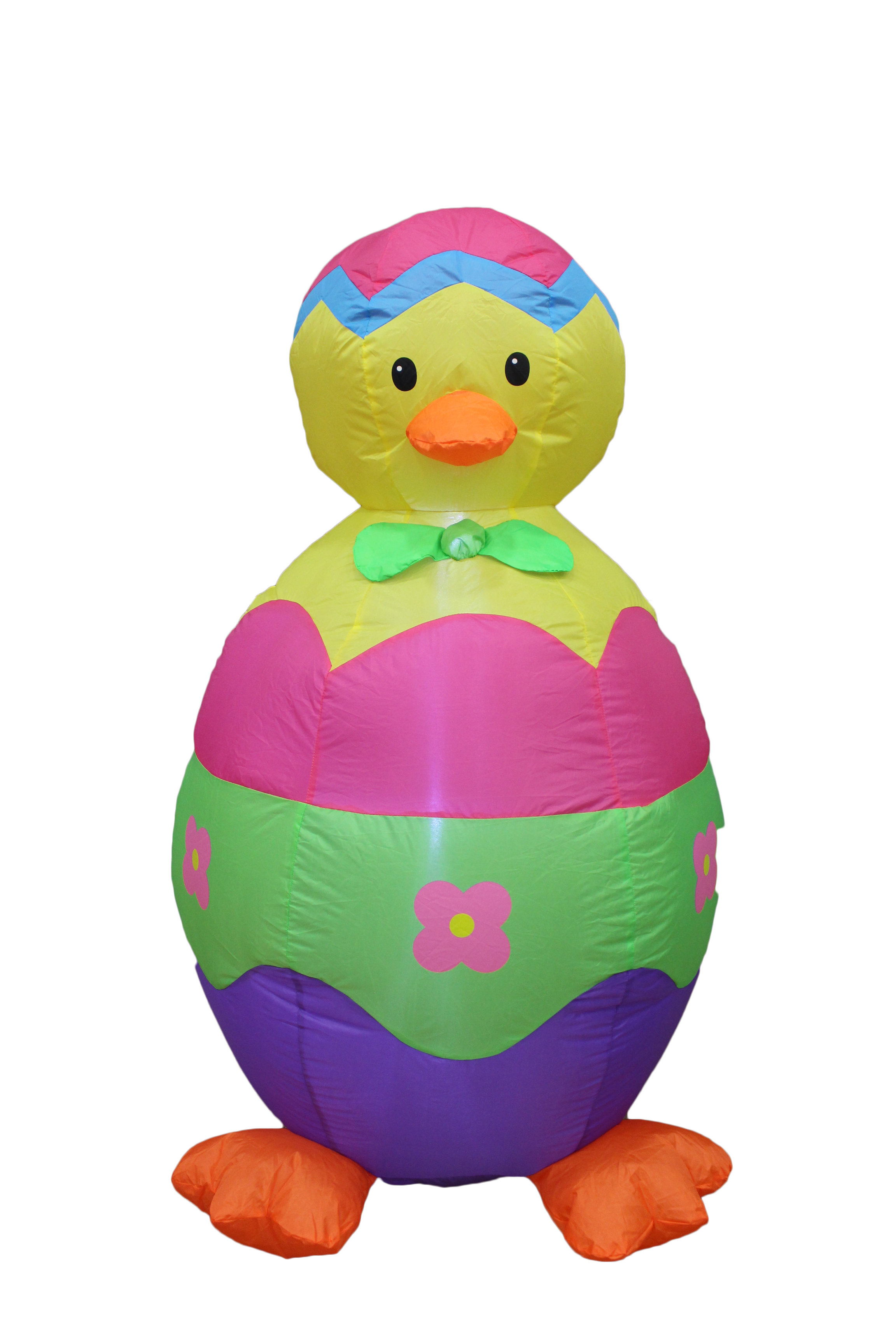 The Holiday Aisle® 4 Foot Tall Happy Easter Inflatable Baby Chick and Colorful Egg Hatching