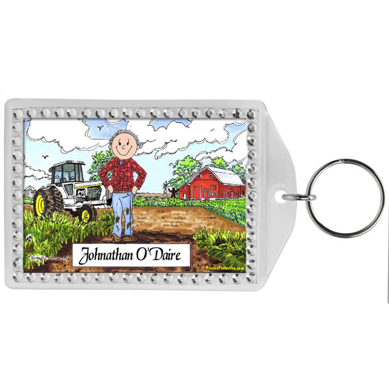 Porte-clés personnalisé avec bordure en strass pour tracteur, Yes