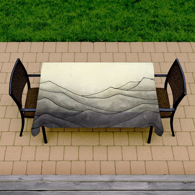 Desaturated Waves Tablecloth - Indoor/Outdoor Brown Mountains