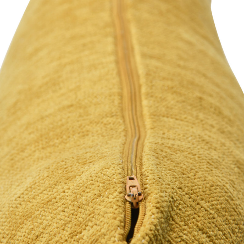 Mustard Cotton Chenille Square Throw Pillow with Tassels