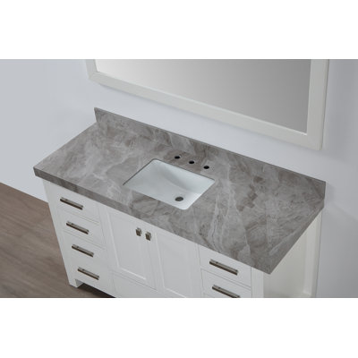 Plateau de meuble-lavabo en porcelaine 61 po avec lavabo simple et 3 trous, 61 po, sans robinet