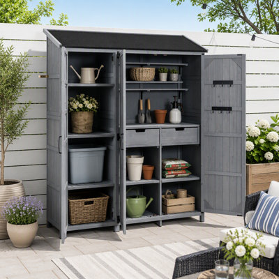 Large Patio Garden Shed with Waterproof Roof and Workstation
