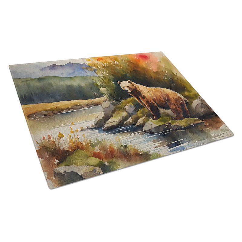 Kodiak Bear Glass Cutting Board Large