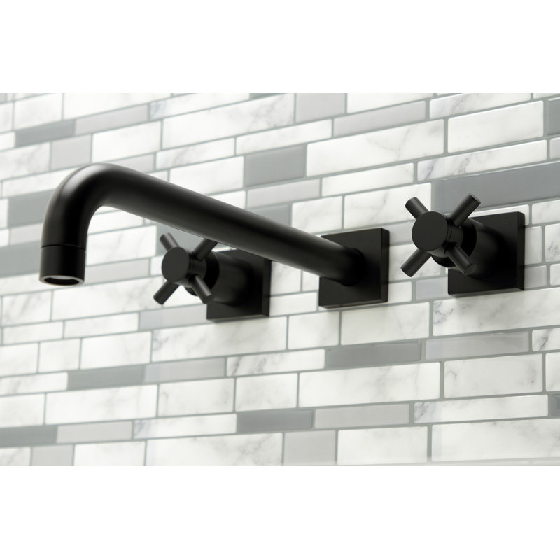 Kingston Brass Concord Two-Handle 3-Hole Wall Mount Roman Tub Faucet, Matte Black
