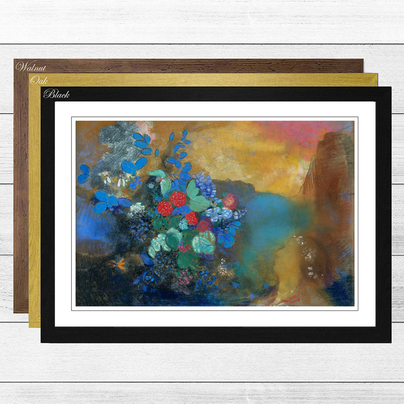 Ophelia Among the Flowers by Odilon Redon - Framed Print, Black