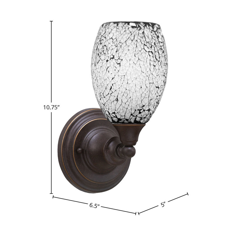 Wall Sconce With 5" Fusion Glass, Black, Chrome