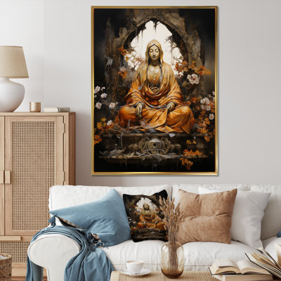 " Orange Beige Buddhist Art Buddhas Gesture "