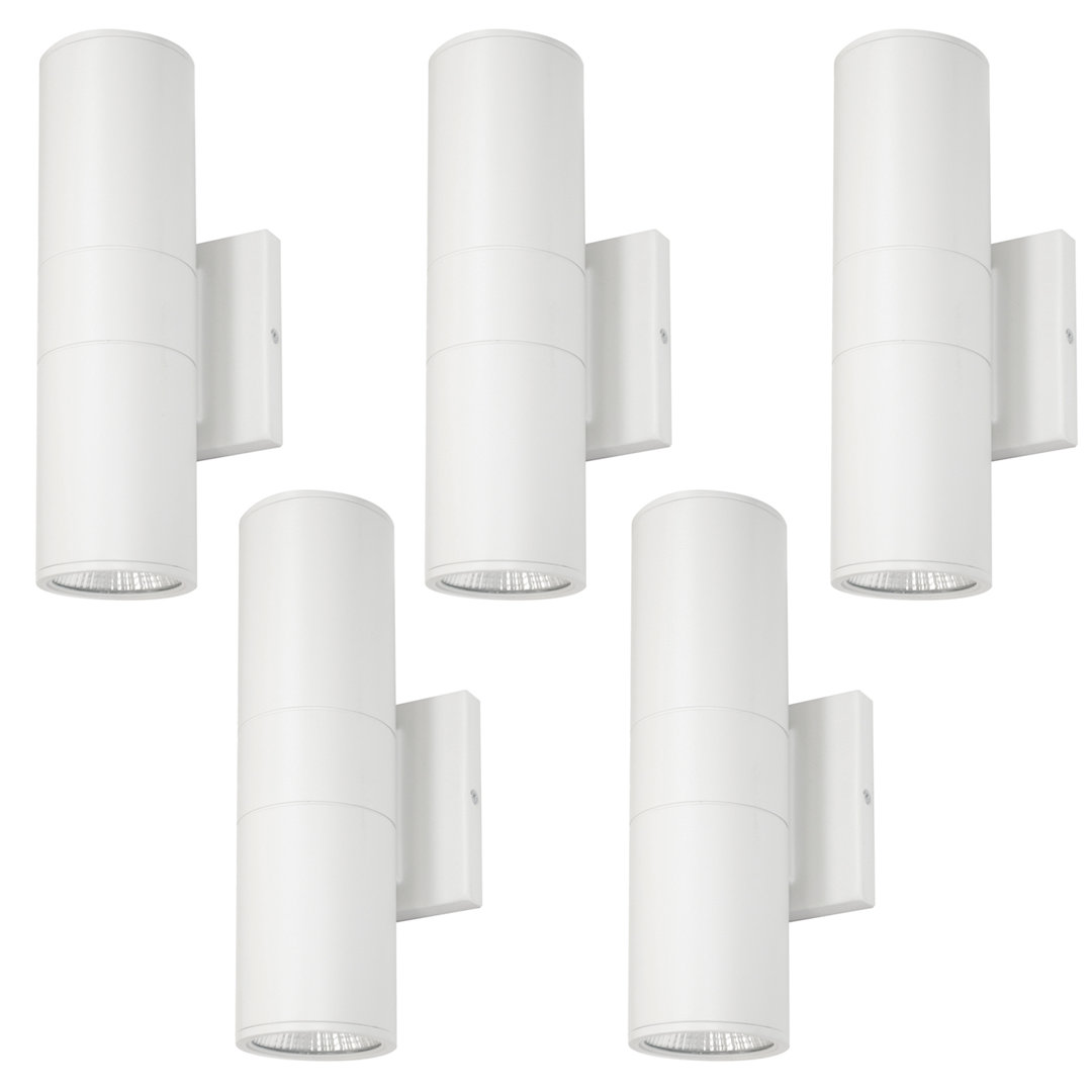 Muneeba 12 Inch Integrated LED Round Up Down Outdoor Armed Sconce Wall Light - Waterproof for Garage, Back Porch (Set of 5) Orren Ellis Fixture 