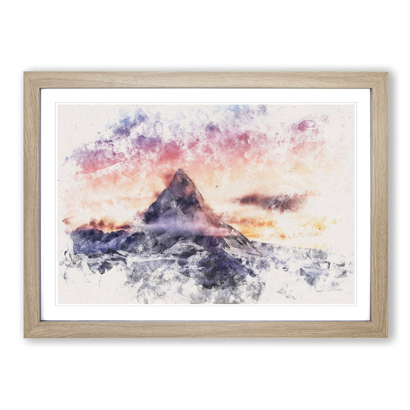 Matterhorn Mountain in Zermatt - Picture Frame Painting Print, 36cm H x 48cm W x 2cm D, Oak Framed
