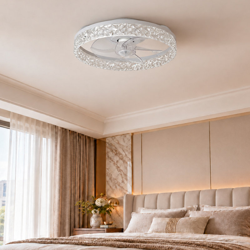 Depuley 20 Inch Low Profile Ceiling Fan with Light, Quiet, App & Remote Control, Dimmable 3 CCT LED, Flush Mount for Bedroom，in White