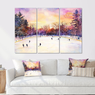 Hockey Rink In Canada At Sunset III - Sport Hockey Wall Décor Set