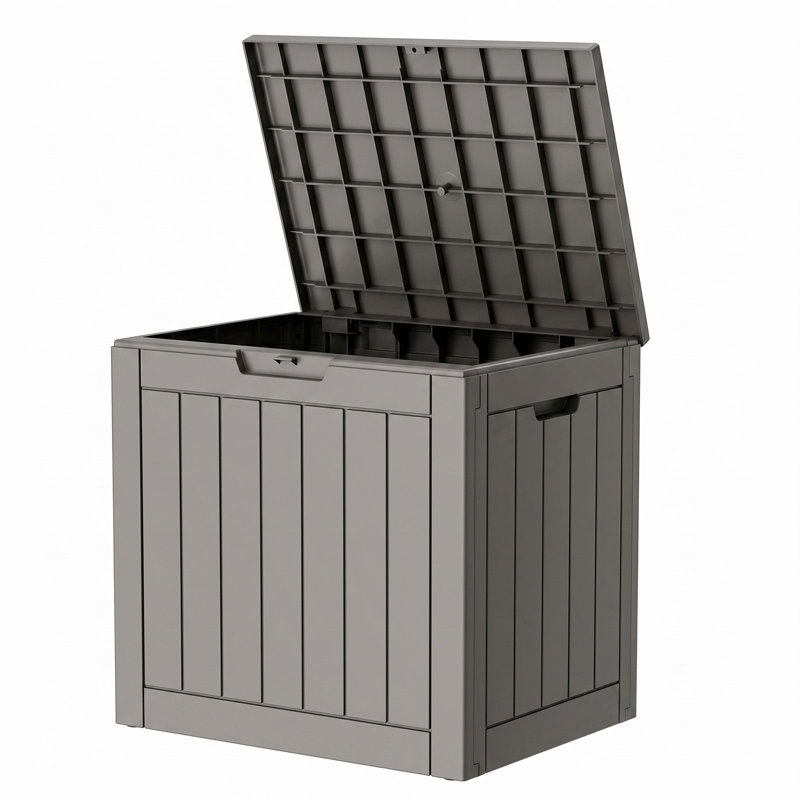 30 Gallon Lockable Resin Deck Box, Water Resistant Outdoor Storage For Patio & Garden, Gray