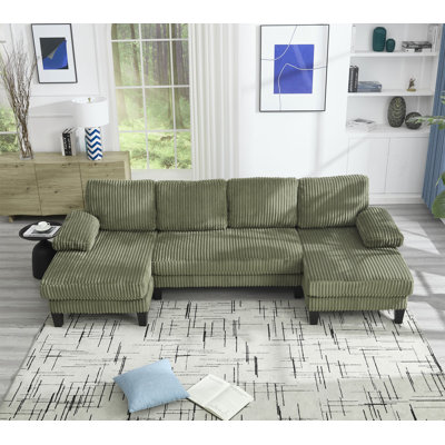 [VIDEO provided][New]U-Shaped Couch with Oversized Seat,4-Seat Sofa with Double Chaise