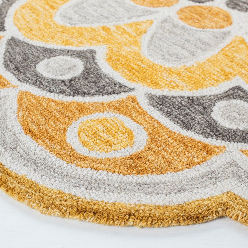 Tapis en laine touffeté à la main Lynd Novelty, Rond 4 pi