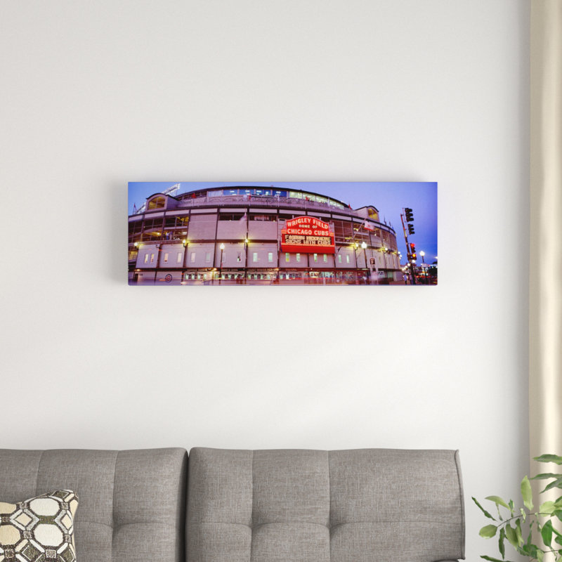 «Illinois, Chicago, Cubs, Baseball», reproduction de photo sur toile, H 12 po x l 36 po x P 1,5 po, Cadre noir