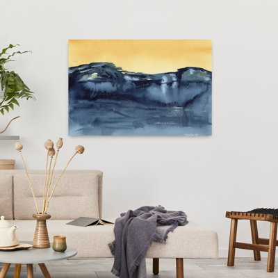 Art contemporain contemporain, paysage serein abstrait montagne