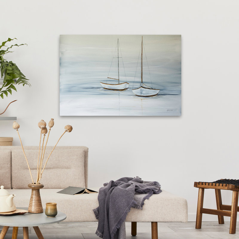 Nautique et côtier, deux voiles au repos, H 36 po x l 24 po