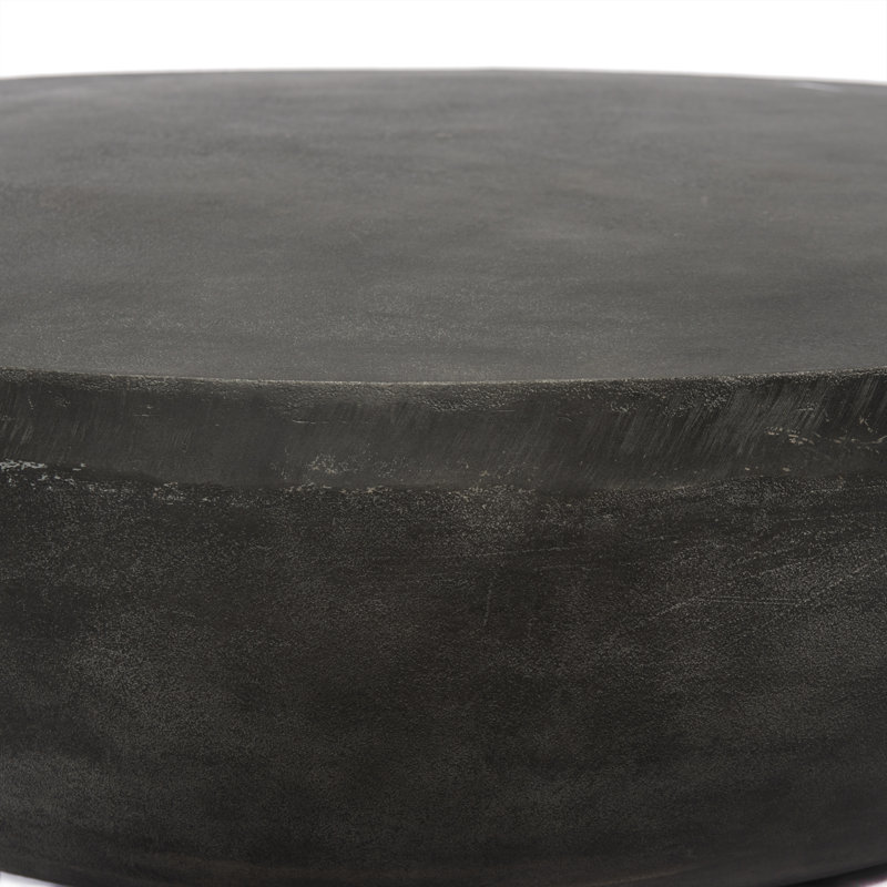 Basil Outdoor Round Coffee Table, Aged Gray