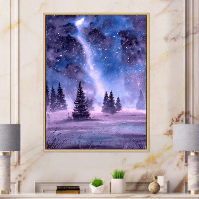 " Starry Night Landscape With Fir Trees "