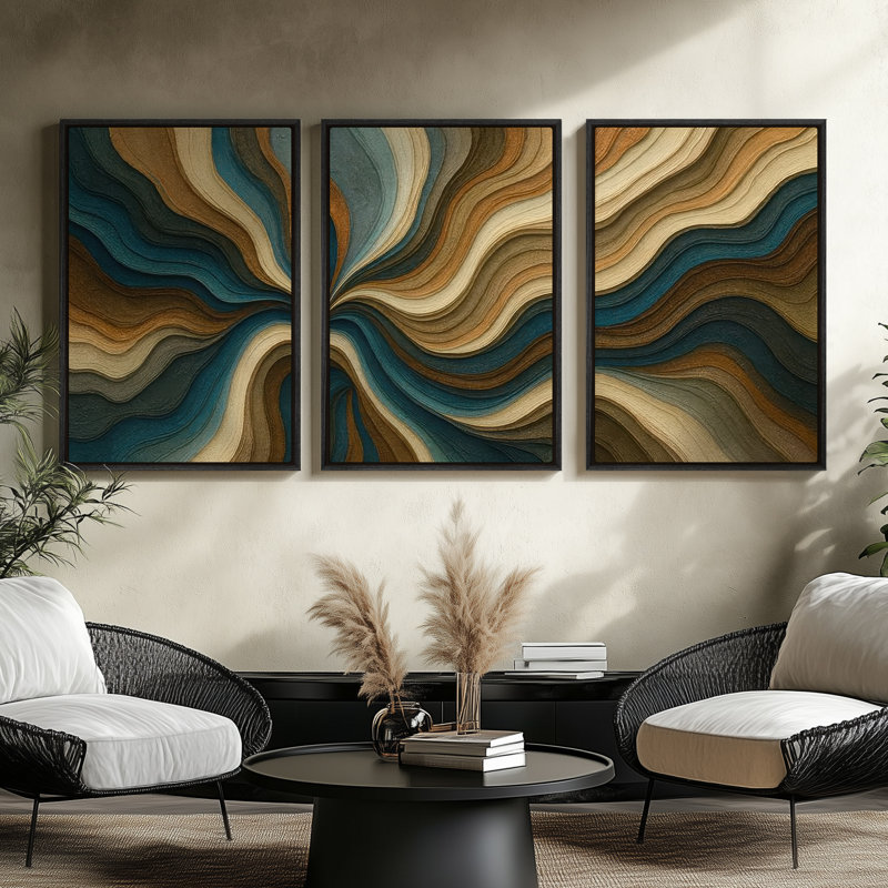 Art mural encadré, impressions murales abstraites rétro sur toile 16 po x 24 po, H 24 po x l 16 po, Noir