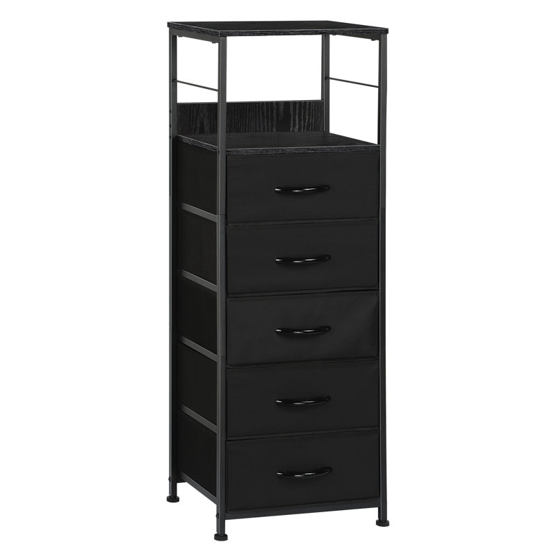 Iron Frame Multi-Tier Fabric Drawer Storage Table Black