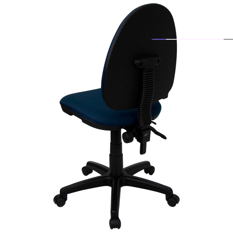  Chaise de bureau ergonomique multifonctionnelle à dossier moyen en tissu, Bleu marine, Non