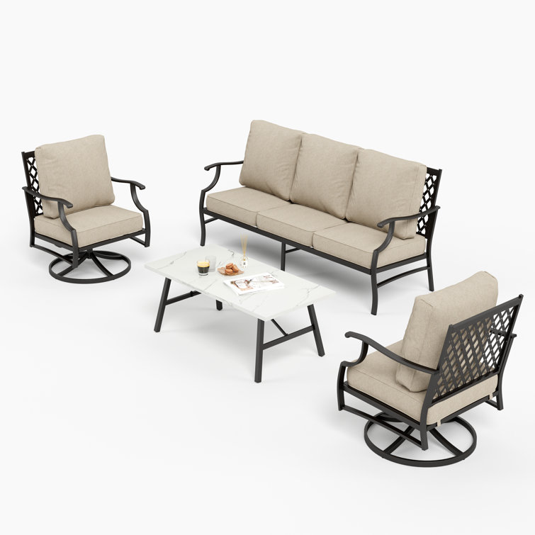 Asfand 5-7 - Person Patio Conversation Set with Swivel Lounge Chairs & Optional Ottoman