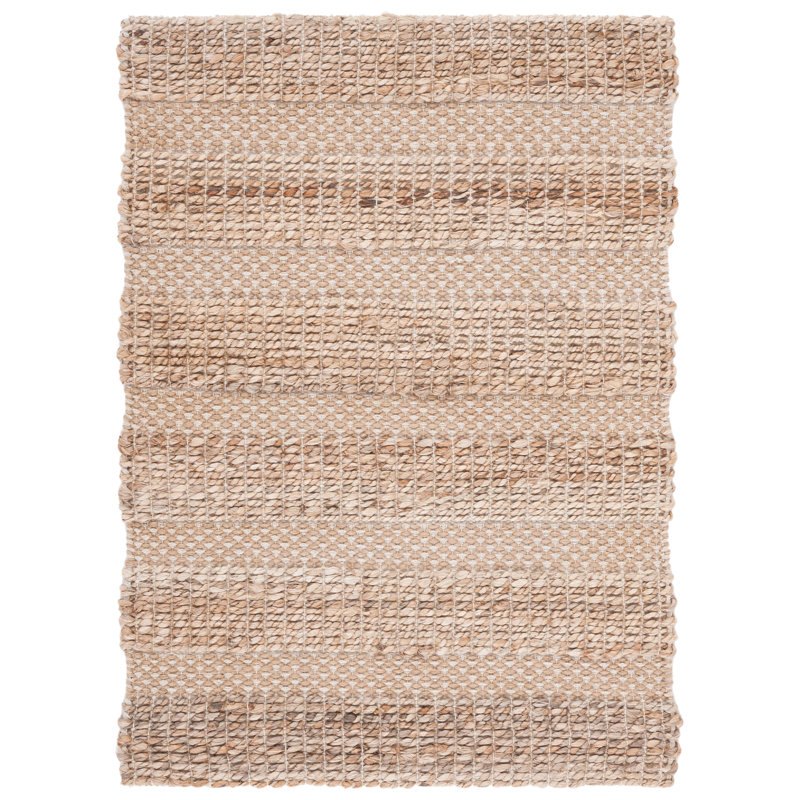 Abianna Geometric Flatweave Ivory/Natural Area Rug, Rectangle 3' x 5'
