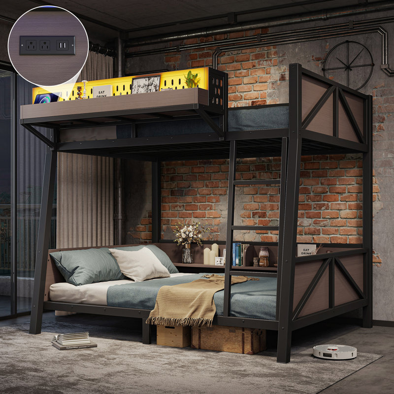 Lits avec rangement USB DEL, lit superposé simple en bois aggloméré pour enfants