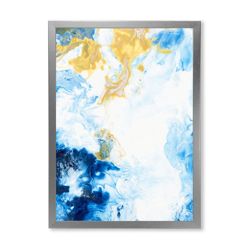 «Blue and White», peinture sur toile, Cadre photo argenté, H 32 po x l 24 po