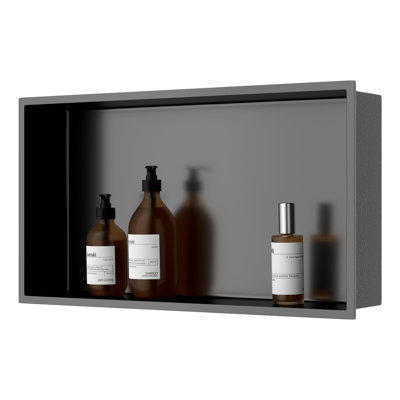 Niche de douche en acier inoxydable 24 po x 12 po Niche de salle de bain Niche de savon mural Organisateur de décoration rectangulaire pour le rangement horizontal