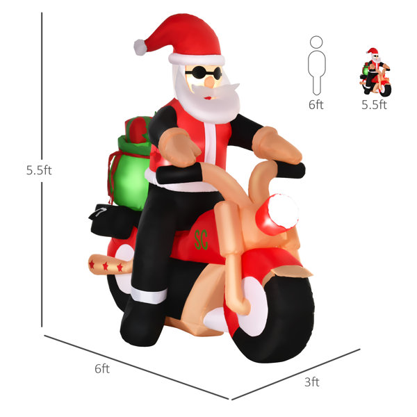 Hashtag Home Christmas Santa Claus Driving Motorcycle with 3 Reindeer  Decoration Inflatable & Reviews