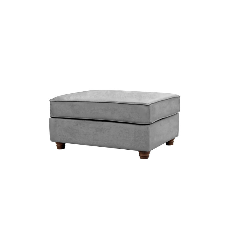 Lila 93cm Wide Velvet Rectangle No Pattern Standard Ottoman, Grey