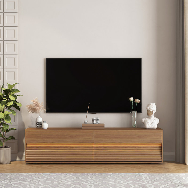 Meuble télé moderne avec lumière DEL et tiroir de rangement, Brun